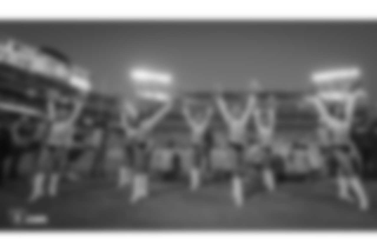 The Raiderettes on the sidelines at the Raiders game against the Denver Broncos.