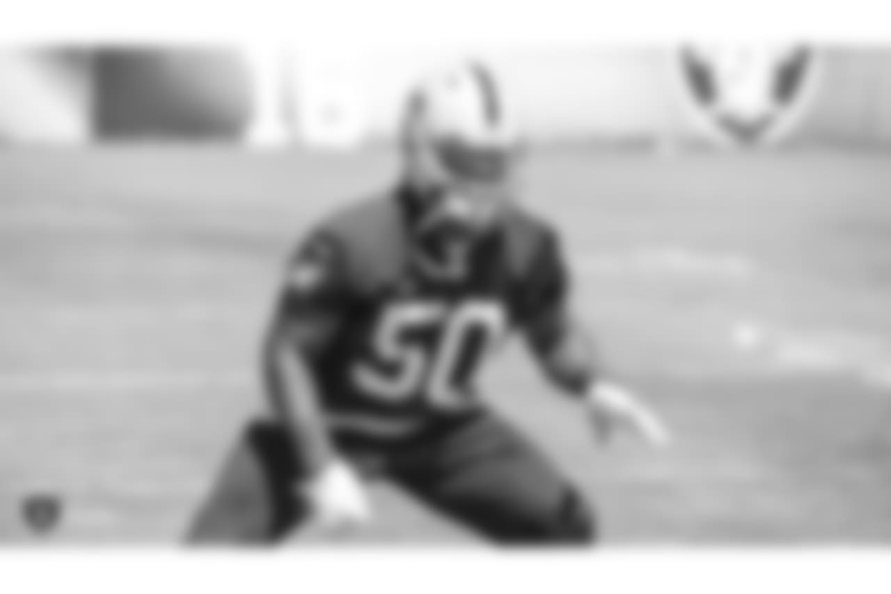 Oakland Raiders linebacker Nicholas Morrow (50) at an Organized Team Activity (OTA) at the Oakland Raiders Practice Facility, Monday, June 4, 2018, in Alameda, California.
