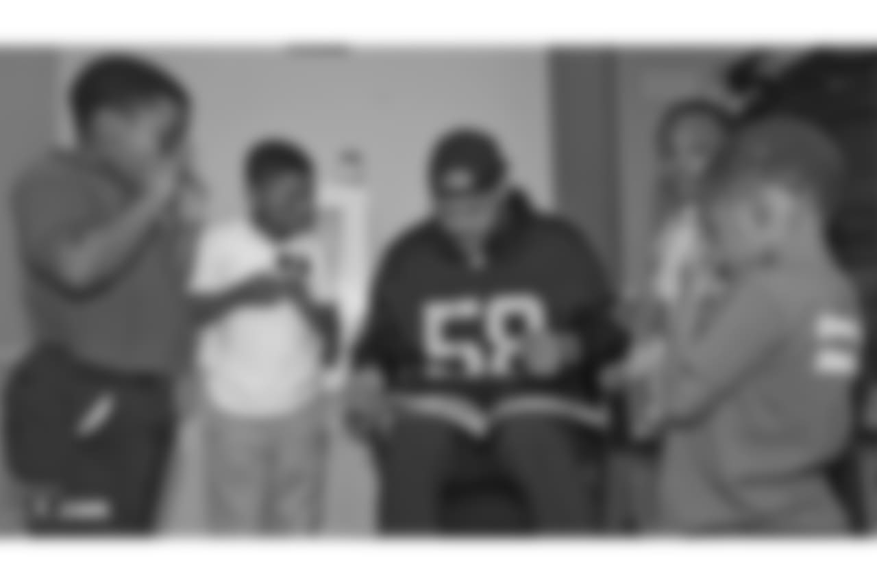 Oakland Raiders defensive tackle Clinton McDonald and his Light Into Darkness Foundation, along with linebacker Emmanuel Lamur, linebacker Kyle Wilber, punter Johnny Townsend, defensive tackle Frostee Rucker, and fullback Ryan Yurachek, partner with the nonprofit First Book by hosting a reading party to promote literacy at the West Oakland Youth Center, Tuesday, December 11, 2018, in Oakland, California.
