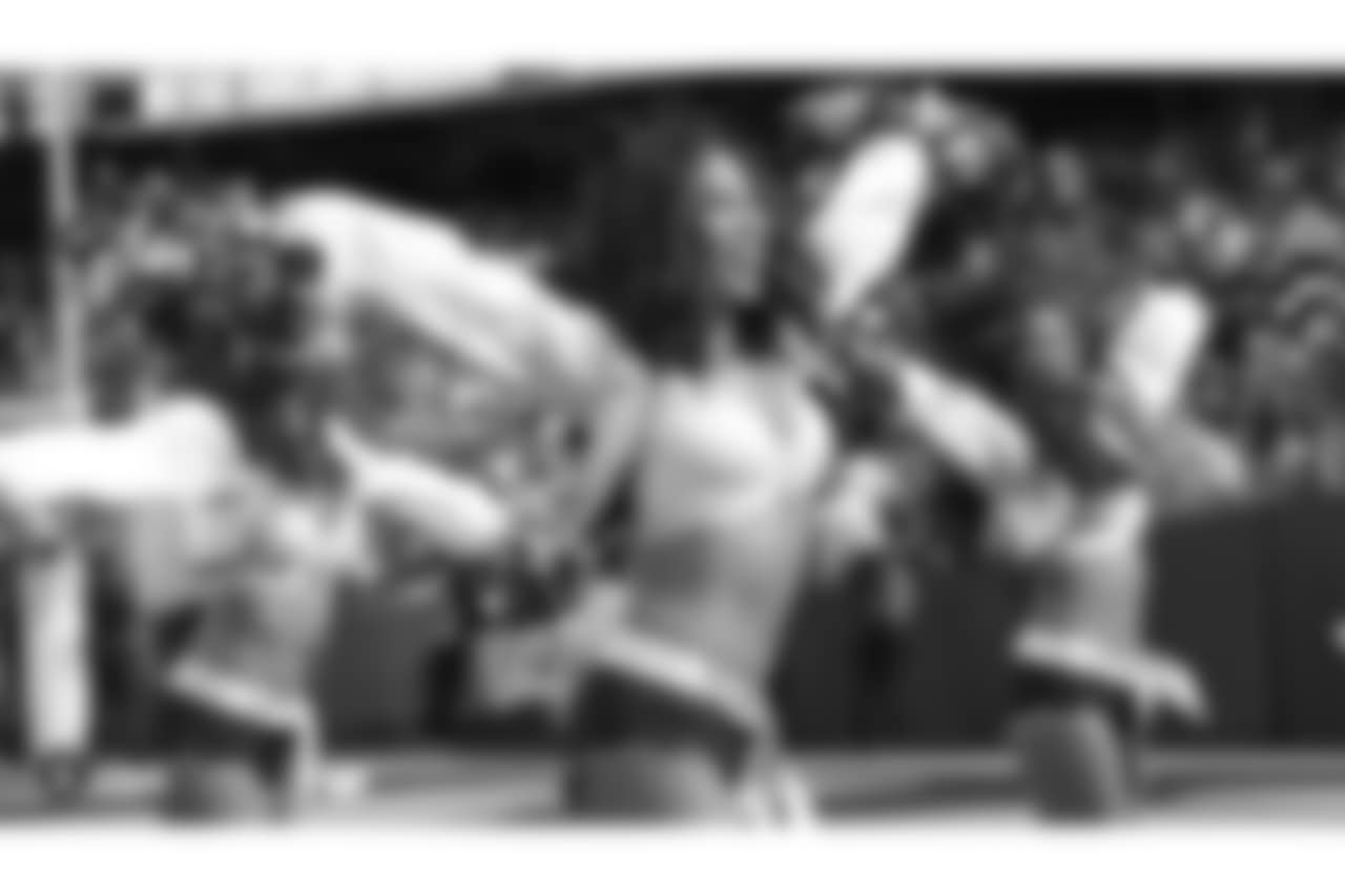 The Raiderettes on the sidelines at the Oakland Raiders game against the Indianapolis Colts at Oakland-Alameda County Coliseum, Sunday, October 28, 2018, in Oakland, California. The Oakland Raiders lost 42-28.