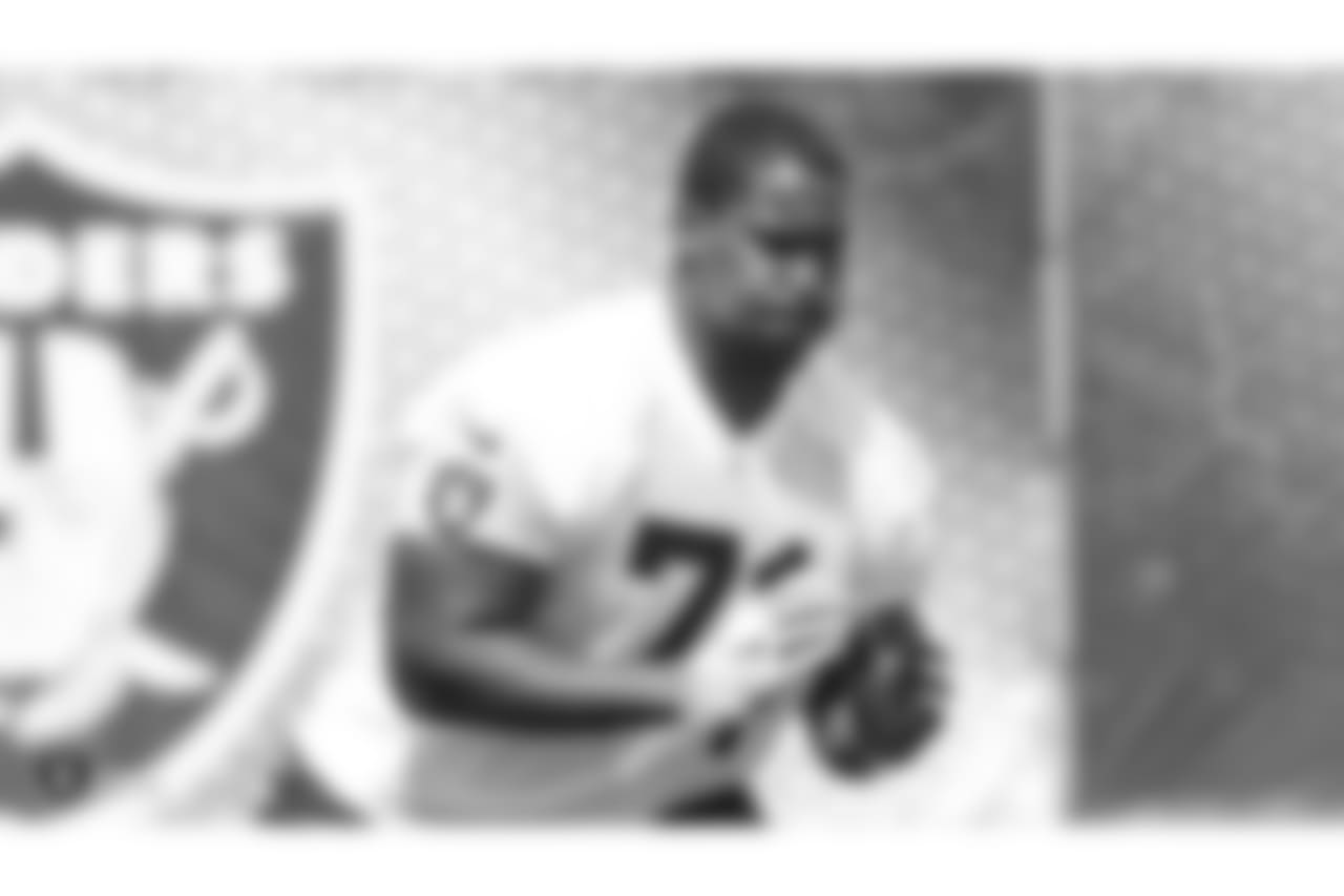 Oakland Raiders tackle Justin Murray (71) on the field for practice at the Oakland Raiders Practice Facility, Wednesday, September 12, 2018, in Alameda, California.