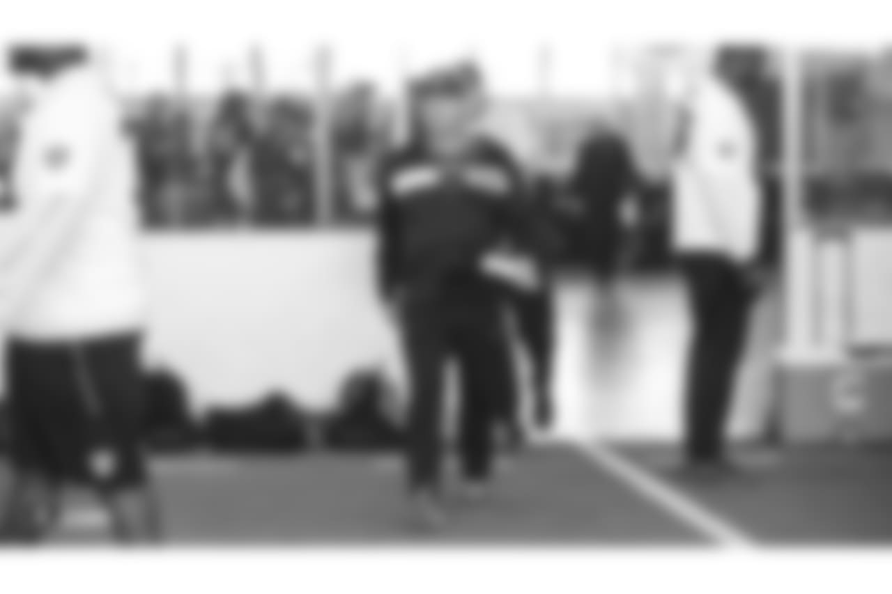 Oakland Raiders players and coaches on the field for a walk through at Bladium Sports & Fitness, Thursday, November 15, 2018, in Alameda, California.