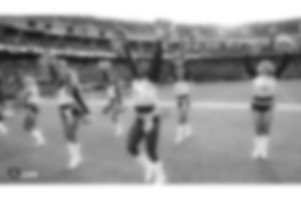 The Raiderettes on the sidelines at the Oakland Raiders game against the Kansas City Chiefs at Oakland-Alameda County Coliseum, Sunday, December 2, 2018, in Alameda, California. The Oakland Raiders lost 40-33.