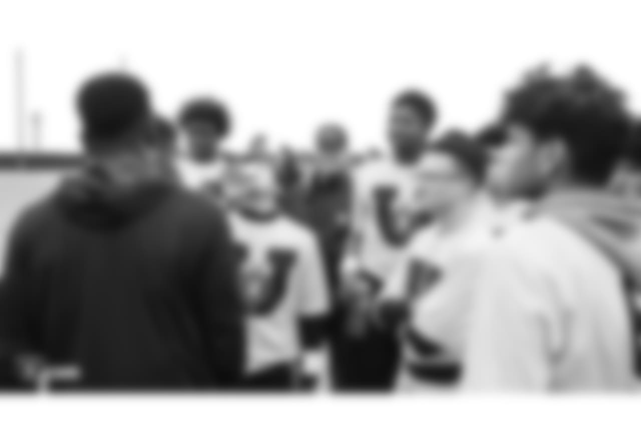Students from local Bay Area high schools participate in Raiders U, a 7 on 7 football tournament with 8 teams that is coached entirely by Raiders players, at the Oakland Raiders Practice Facility, Thursday, June 7, 2018, in Alameda, California.