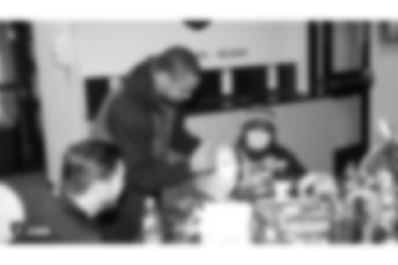 Zander and his family from the Make-A-Wish Foundation visit the Oakland Raiders Practice Facility in Alameda, California to get a tour of the facility, watch the team practice, and meet the players, Sunday, December 23, 2018.