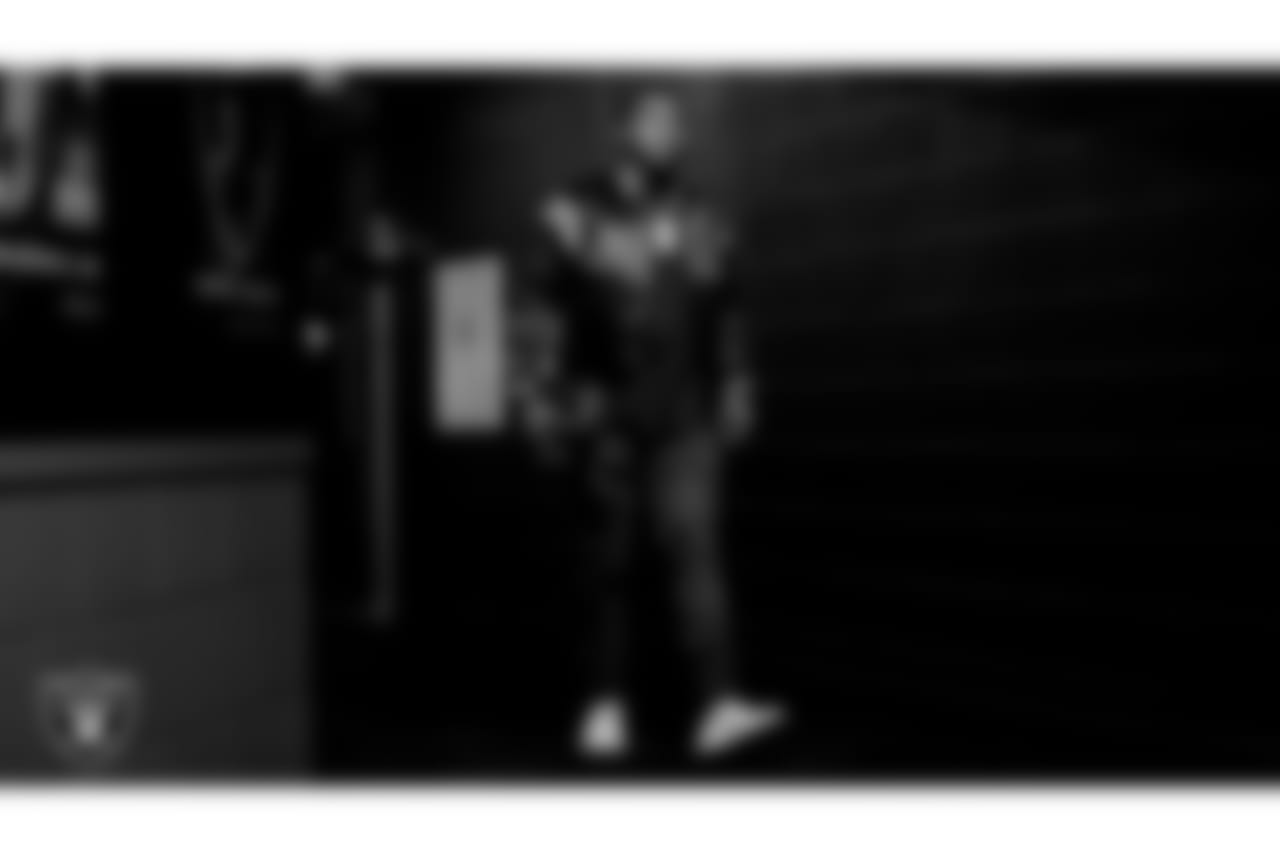 Las Vegas Raiders wide receiver DeSean Jackson (1) arrives to the regular season home game against the Washington Football Team.