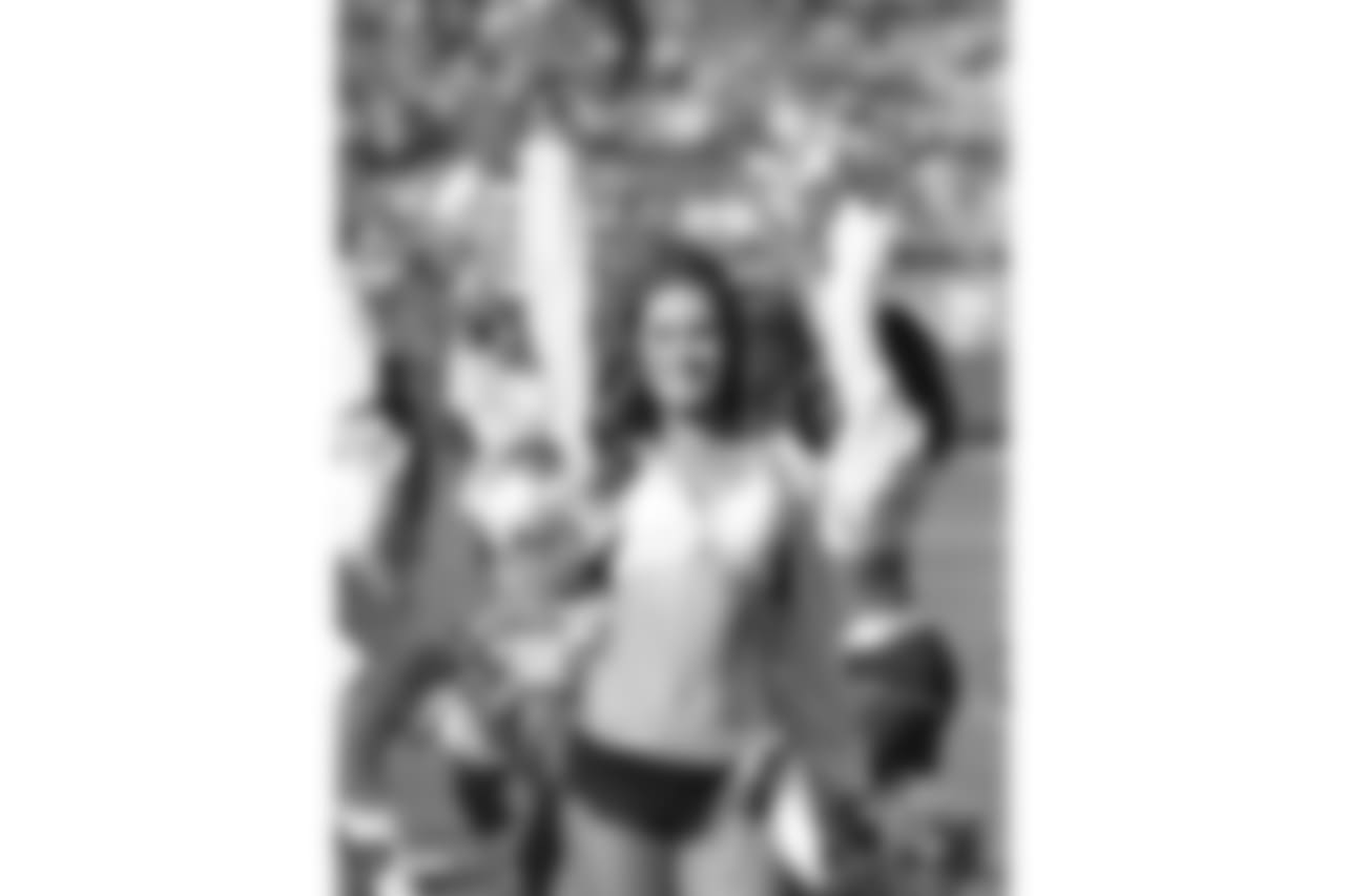 The Raiderettes during player intros before the Oakland Raiders game against the Kansas City Chiefs at Oakland-Alameda County Coliseum, Sunday, December 2, 2018, in Alameda, California. The Oakland Raiders lost 40-33.