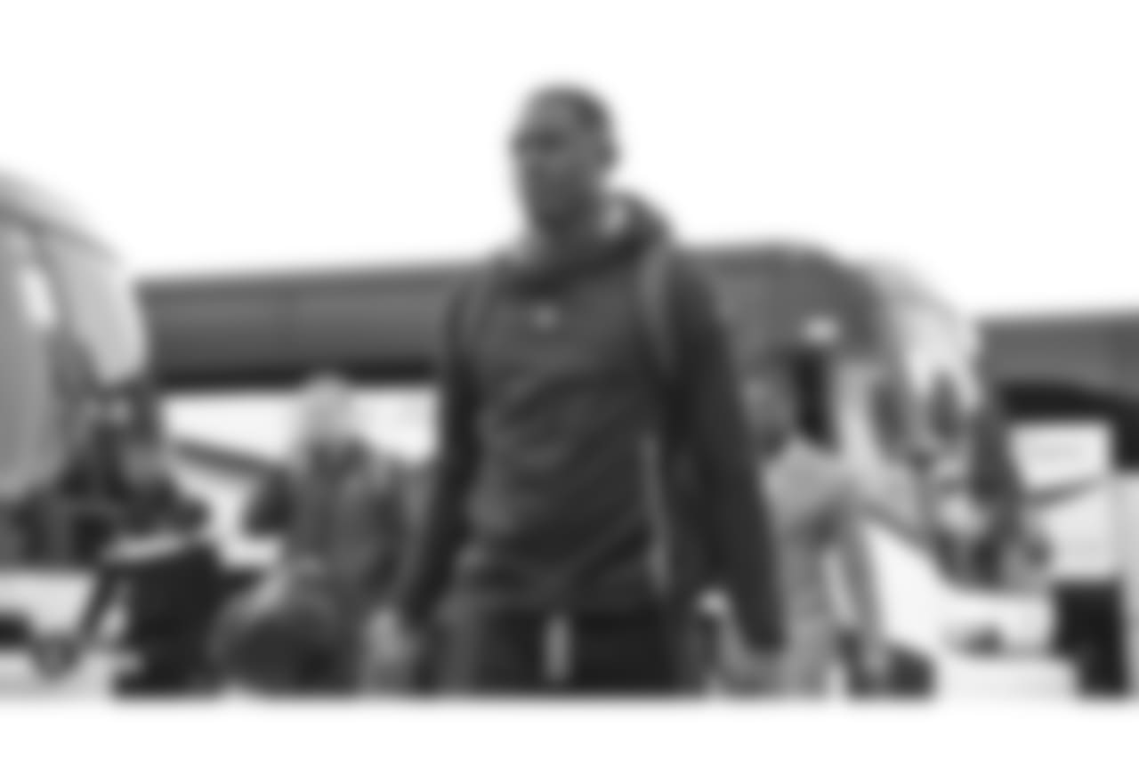 Oakland Raiders wide receiver/defensive back Johnny Holton (16) departs for their game against the Cincinnati Bengals, Friday, December 14, 2018, in Oakland, California.