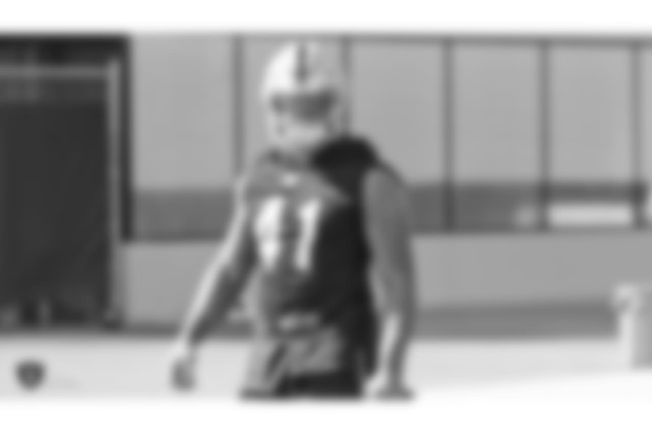 Oakland Raiders fullback Keith Smith (41) on the field for practice at the Oakland Raiders Practice Facility, Thursday, October 25, 2018, in Alameda, California.