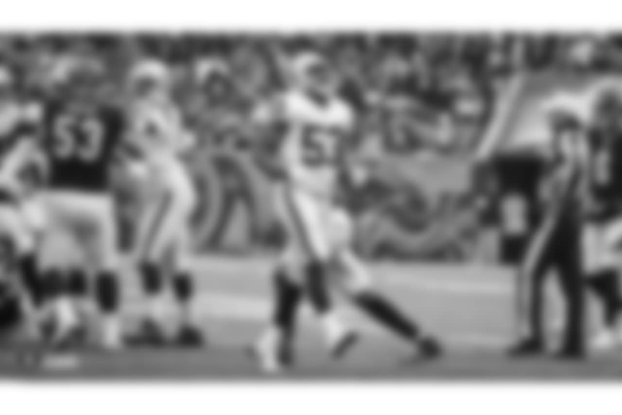 Oakland Raiders linebacker Jason Cabinda (53) during the Oakland Raiders regular season game against the Cincinnati Bengals at Paul Brown Stadium, Sunday, December 16, 2018, in Cincinnati, Ohio. The Oakland Raiders lost 30-16.