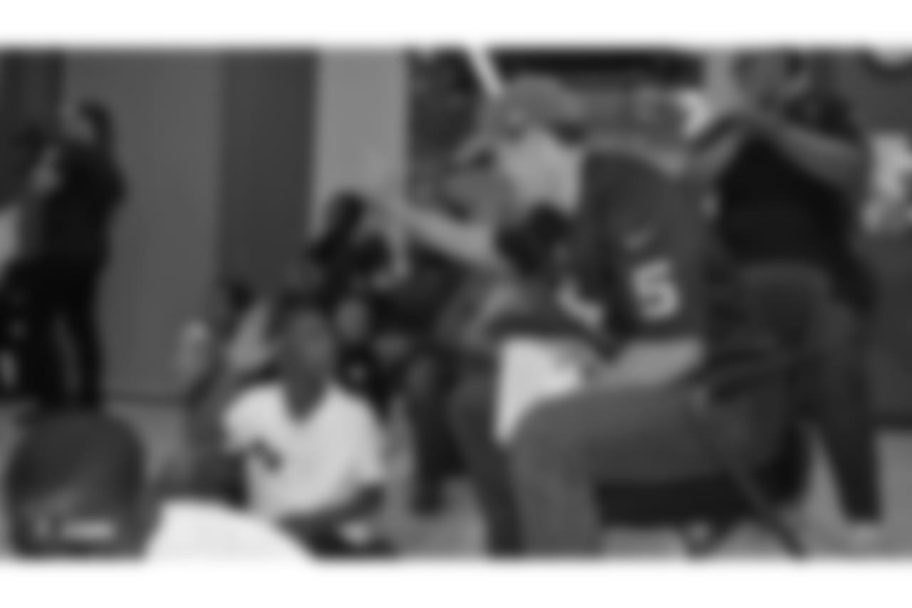 Oakland Raiders defensive tackle Clinton McDonald and his Light Into Darkness Foundation, along with linebacker Emmanuel Lamur, linebacker Kyle Wilber, punter Johnny Townsend, defensive tackle Frostee Rucker, and fullback Ryan Yurachek, partner with the nonprofit First Book by hosting a reading party to promote literacy at the West Oakland Youth Center, Tuesday, December 11, 2018, in Oakland, California.