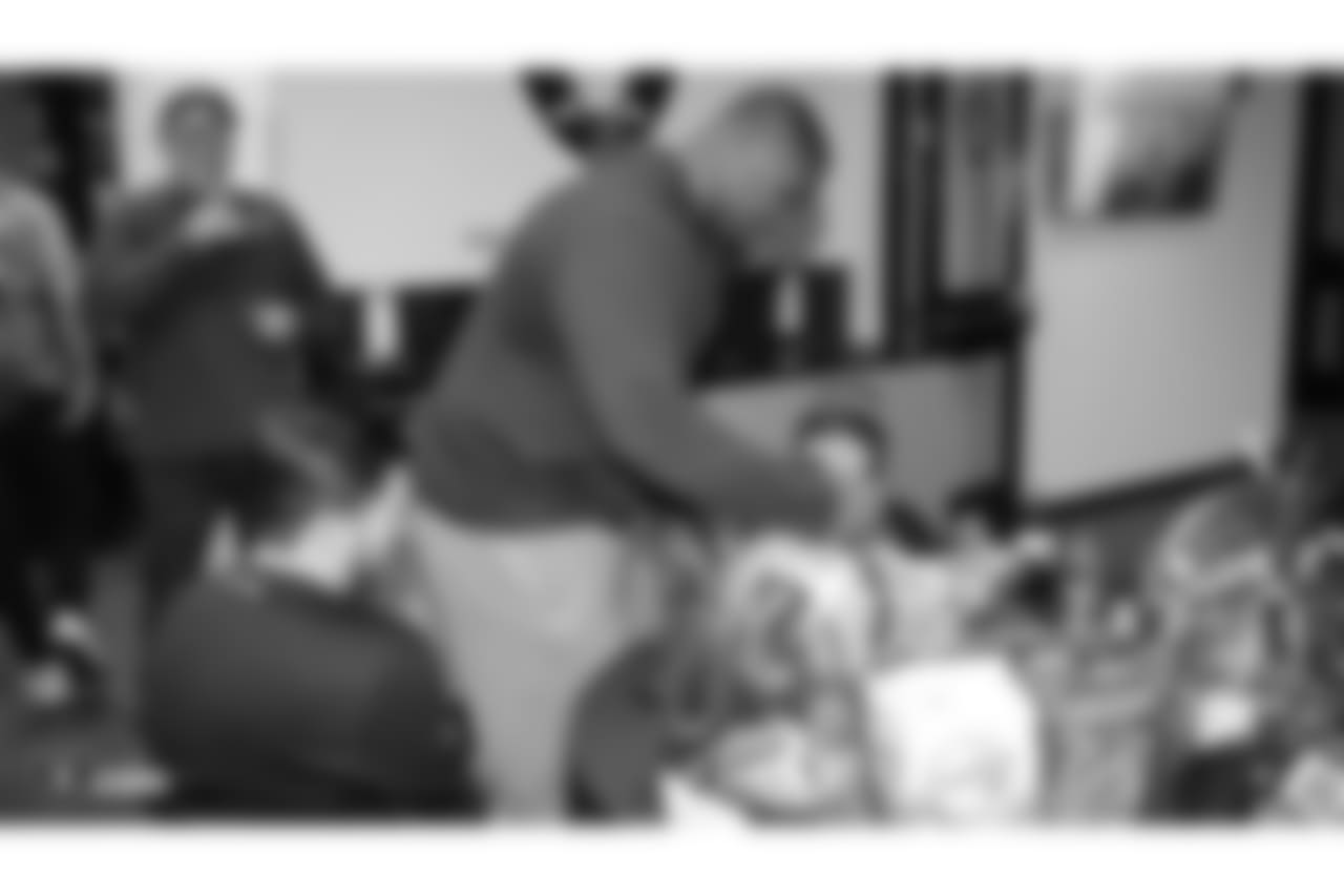 Zander and his family from the Make-A-Wish Foundation visit the Oakland Raiders Practice Facility in Alameda, California to get a tour of the facility, watch the team practice, and meet the players, Sunday, December 23, 2018.