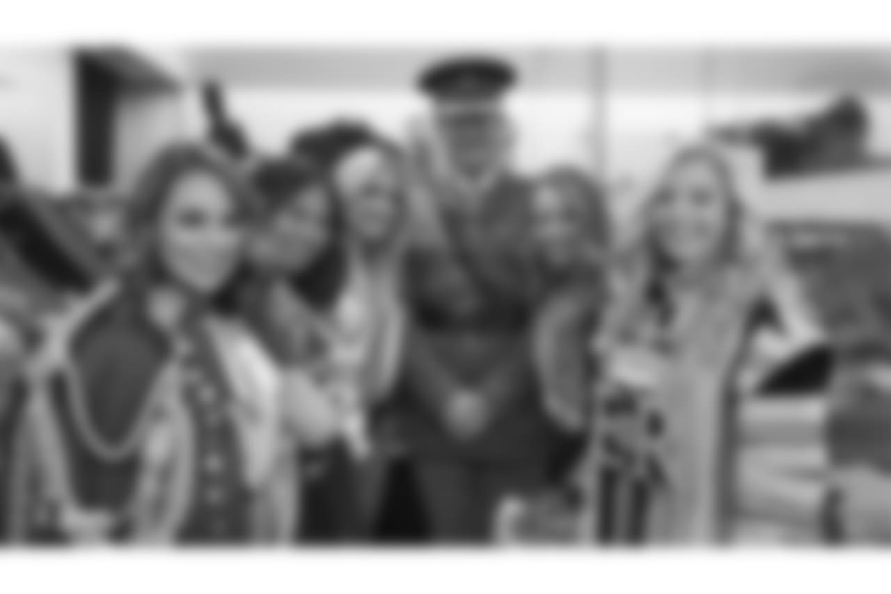 The Raiderettes visit the Household Cavalry Mounted Regiment at the Hyde Park Army Barracks.