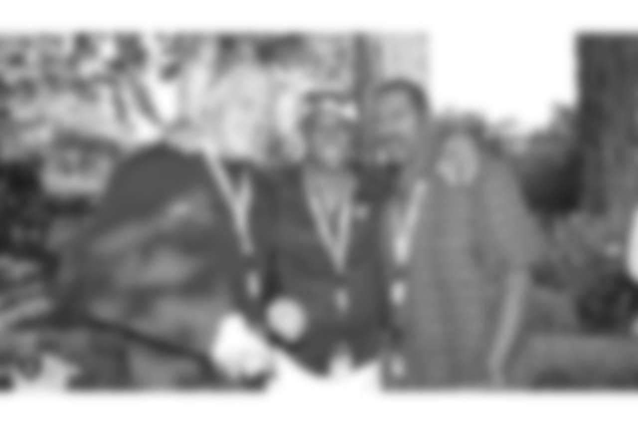 Oakland Raiders alumni Linden King, Rod Marin, and Jerry Robinson at an Alumni Dinner during 2018 Training Camp at Kelham Vineyards, Saturday, July 28, 2018, in Saint Helena, California.