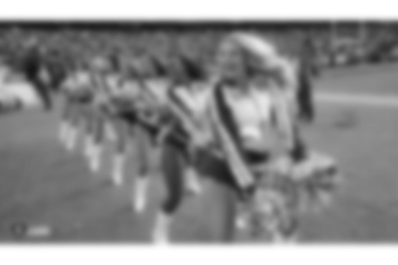 The Raiderettes on the sidelines at the Oakland Raiders game against the Kansas City Chiefs at Oakland-Alameda County Coliseum, Sunday, December 2, 2018, in Alameda, California. The Oakland Raiders lost 40-33.
