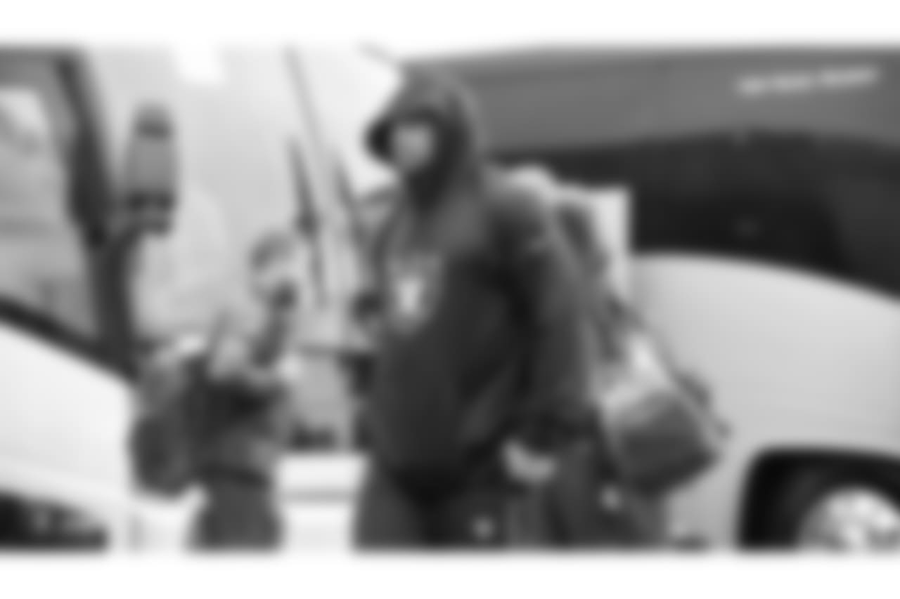 Oakland Raiders running back Doug Martin (28) departs for their game against the Baltimore Ravens, Friday, November 23, 2018, in Oakland, California.