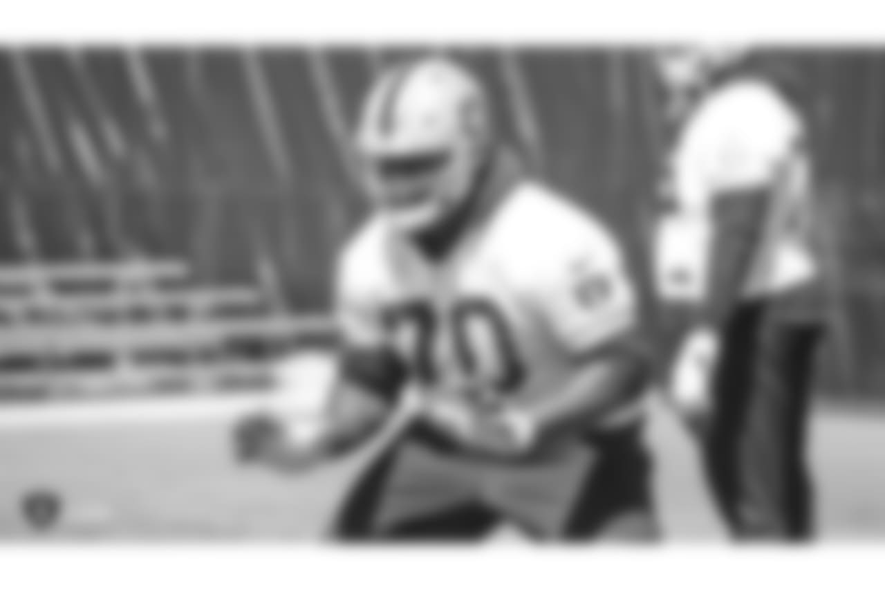 Oakland Raiders offensive guard Kelechi Osemele (70) at an Organized Team Activity (OTA) at the Oakland Raiders Practice Facility, Monday, June 4, 2018, in Alameda, California.
