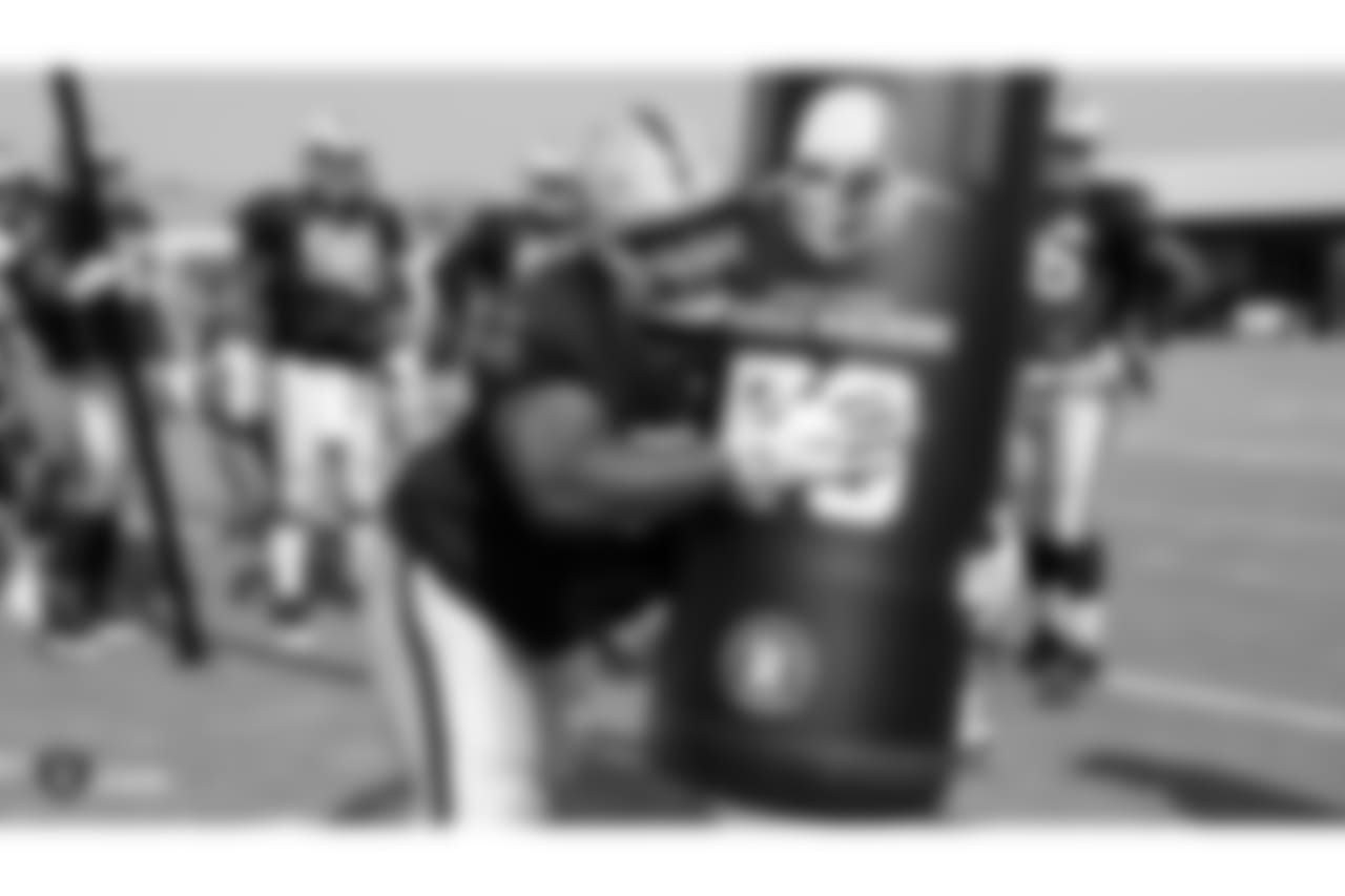 Oakland Raiders defensive tackle Justin Ellis (78) on the field for practice at 2018 Training Camp at The Oakland Raiders Napa Valley Training Complex, Monday, August 6, 2018, in Napa, California.