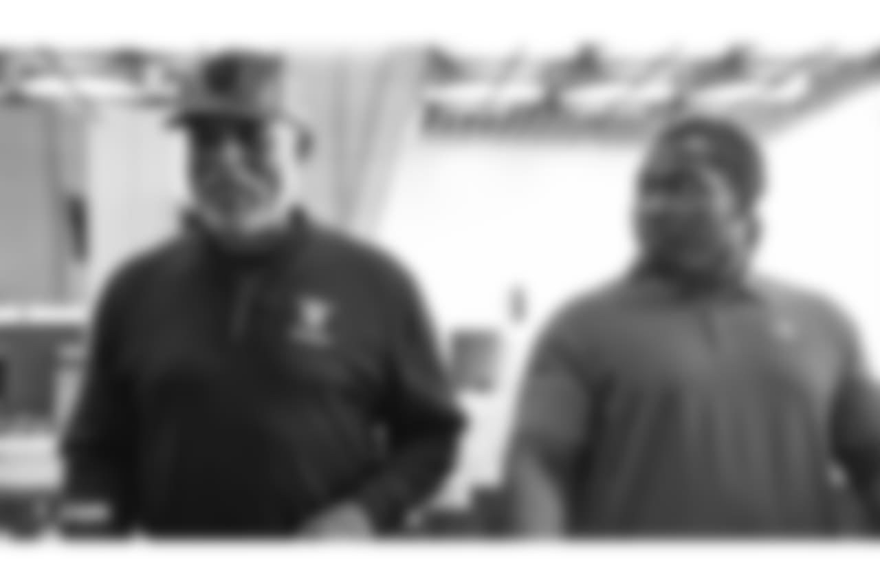 The Oakland Raiders and San Francisco 49ers team up with Operation Care and Comfort to package kits for overseas military ahead of their Thursday Night Football matchup at Levi’s Stadium, Monday, October 29, 2018, in Santa Clara, California. Representing the Oakland Raiders are alumni George Atkinson, Raymond Chester, Jerry Robinson, Barry Sims, and Sam Williams.