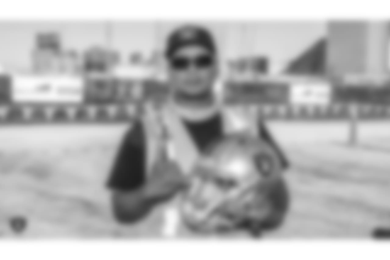 Raiders owner Mark Davis, president Marc Badain, and staff members from the Raiders front office spend the day with construction workers of the Las Vegas Stadium worksite by handing out lunches and sharing a meal, Thursday, September 27, 2018, at the Las Vegas Stadium worksite in Las Vegas, Nevada.