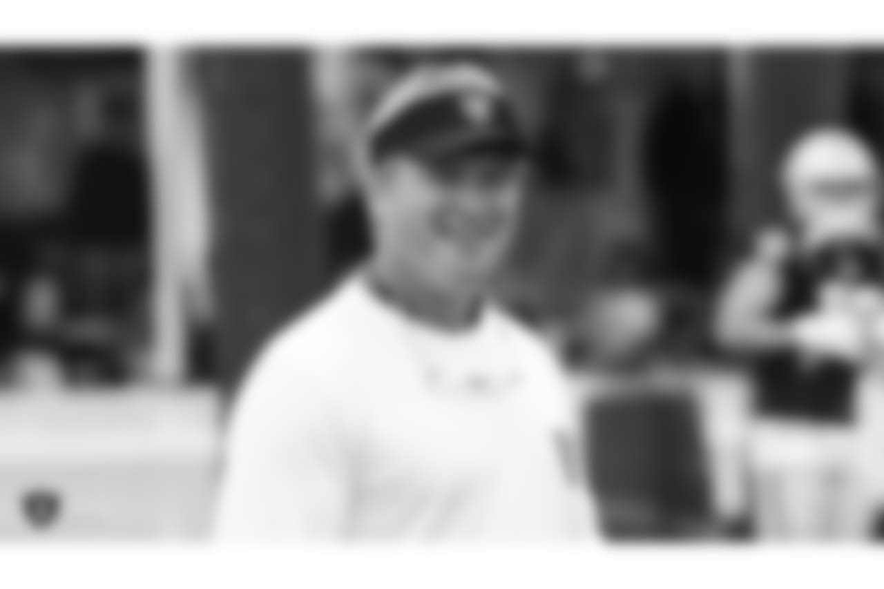 Oakland Raiders head coach Jon Gruden on the field for practice at 2018 Training Camp at The Oakland Raiders Napa Valley Training Complex, Tuesday, August 14, 2018, in Napa, California.