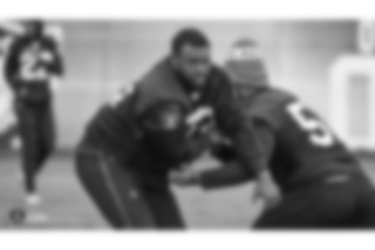 Defensive tackle Maurice Hurst (73) on the field for practice at the Oakland Raiders Practice Facility, Friday, November 23, 2018, in Alameda, California.