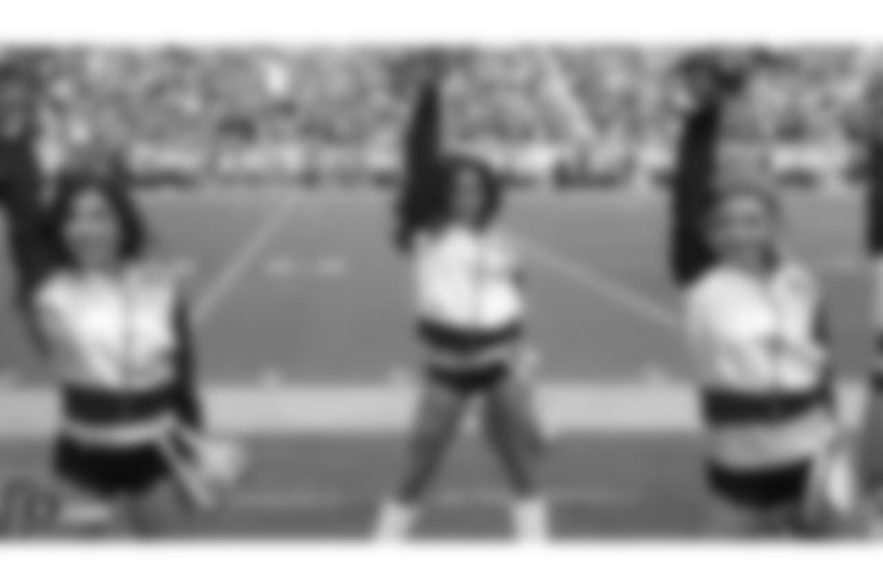 The Raiderettes on the sidelines at the Oakland Raiders game against the Kansas City Chiefs at Oakland-Alameda County Coliseum, Sunday, December 2, 2018, in Alameda, California. The Oakland Raiders lost 40-33.