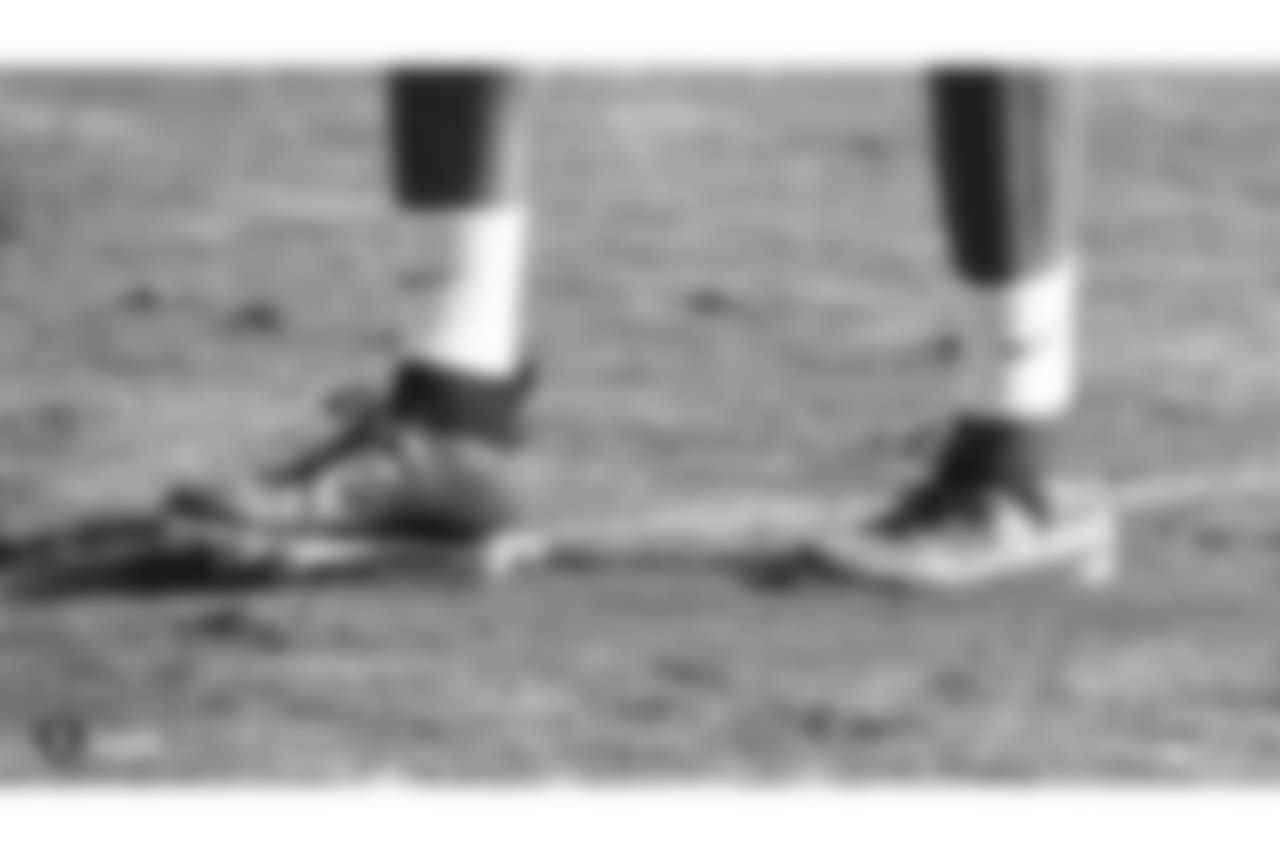 Oakland Raiders cornerback Rashaan Melvin (22) wearing his custom cleats for the NFL's My Cause My Cleats campaign on the field for practice at The Oakland Raiders Practice Facility, Friday, November 30, 2018, in Alameda, California.