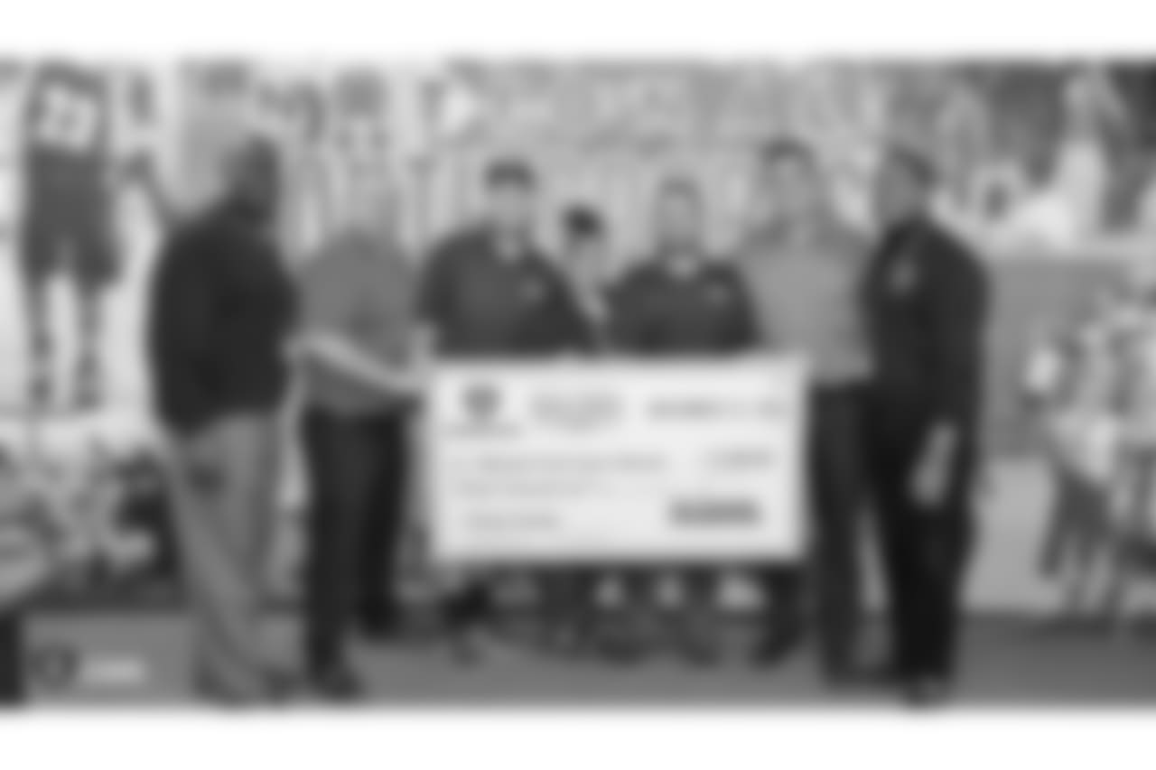 The Raiders Foundation surprises National Youth Sports Nevada with a donation check of $15,000 each, Tuesday, November 27, 2018, in Las Vegas, Nevada.