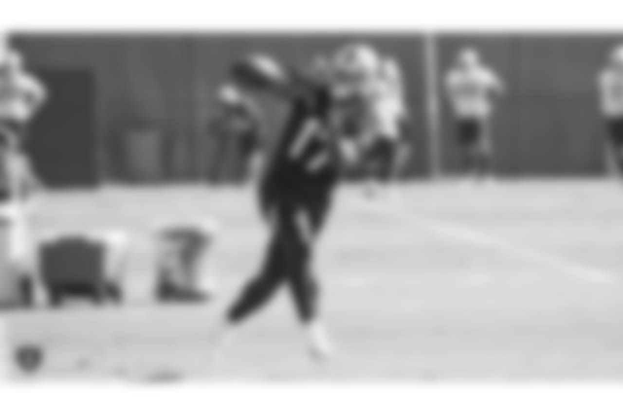 Oakland Raiders wide receiver and return specialist Dwayne Harris (17) on the field for practice at the Oakland Raiders Practice Facility, Thursday, October 25, 2018, in Alameda, California.