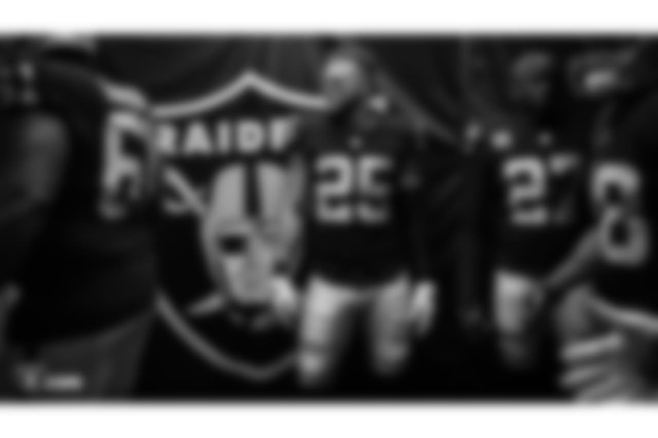Oakland Raiders safety Erik Harris (25) enters the stadium during the Oakland Raiders regular season game against the Los Angeles Rams at Oakland-Alameda County Coliseum, Monday, September 10th in Oakland, California. The Oakland Raiders lost 33-13.