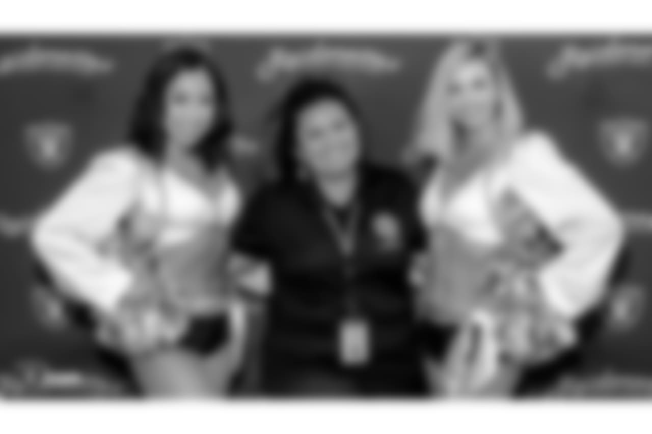 The Raiders, Golden Knights, Las Vegas Metropolitan Police Department and Clark County Fire Department team up to bring the community together in recognition of the one-year anniversary of One October by providing lunch and spending quality time with those those first responders, at Las Vegas Metropolitan Police Department, Tuesday, October 2, 2018, in Las Vegas, Nevada. Representing the Raiders are safety Erik Harris (25), linebacker Kyle Wilber (58), linebacker Marquel Lee (55), and the Raiderettes.