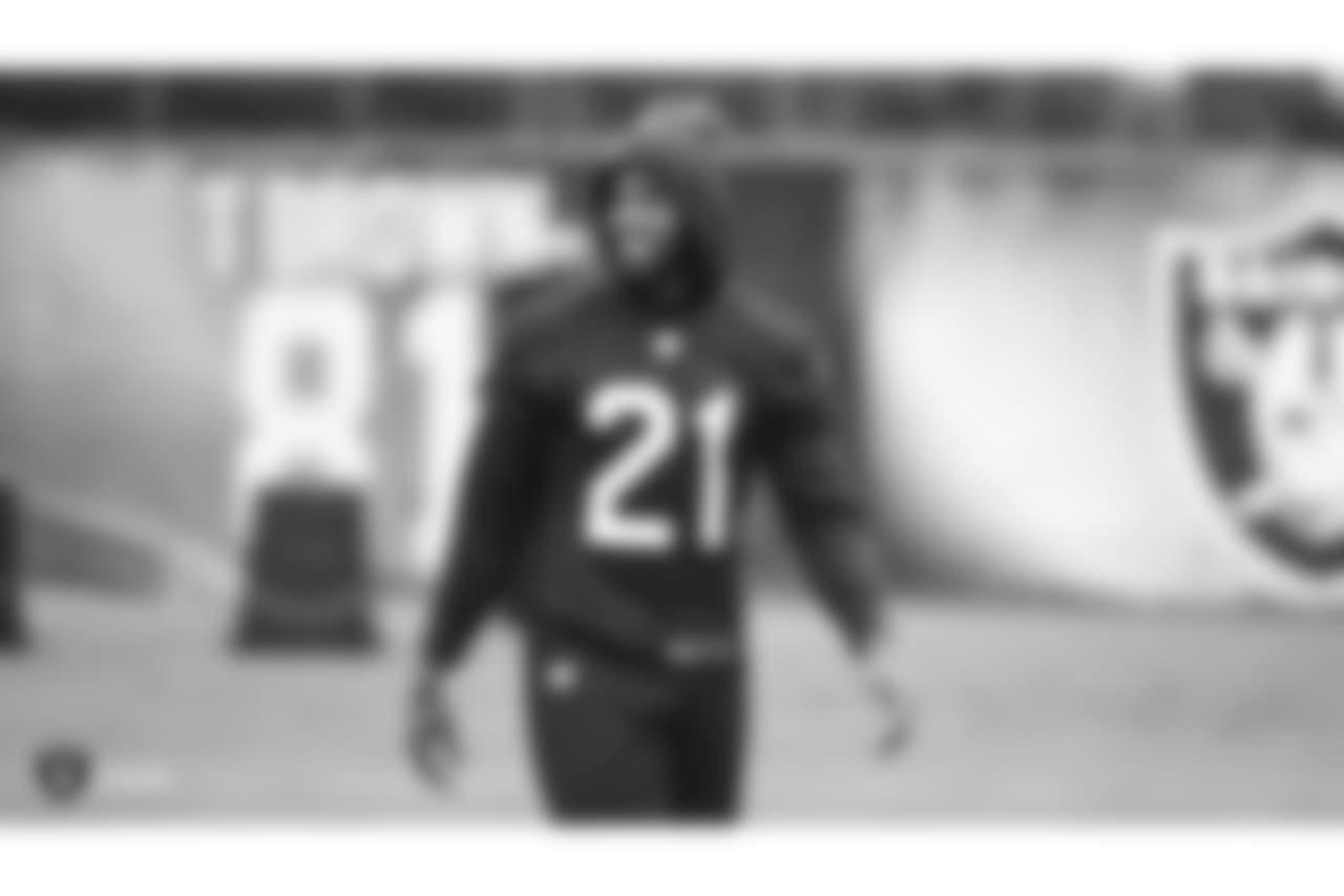 Oakland Raiders cornerback Gareon Conley (21) on the field for practice at the Oakland Raiders Practice Facility, Friday, November 23, 2018, in Alameda, California.