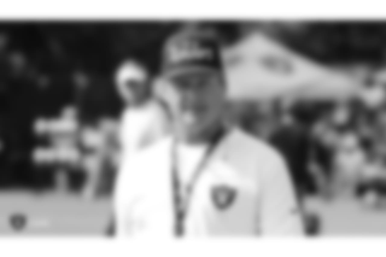 Oakland Raiders head coach Jon Gruden on the field for practice at 2018 Training Camp at The Oakland Raiders Napa Valley Training Complex, Monday, August 6, 2018, in Napa, California.
