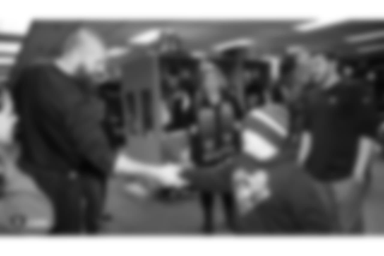 Zander and his family from the Make-A-Wish Foundation visit the Oakland Raiders Practice Facility in Alameda, California to get a tour of the facility, watch the team practice, and meet the players, Sunday, December 23, 2018.