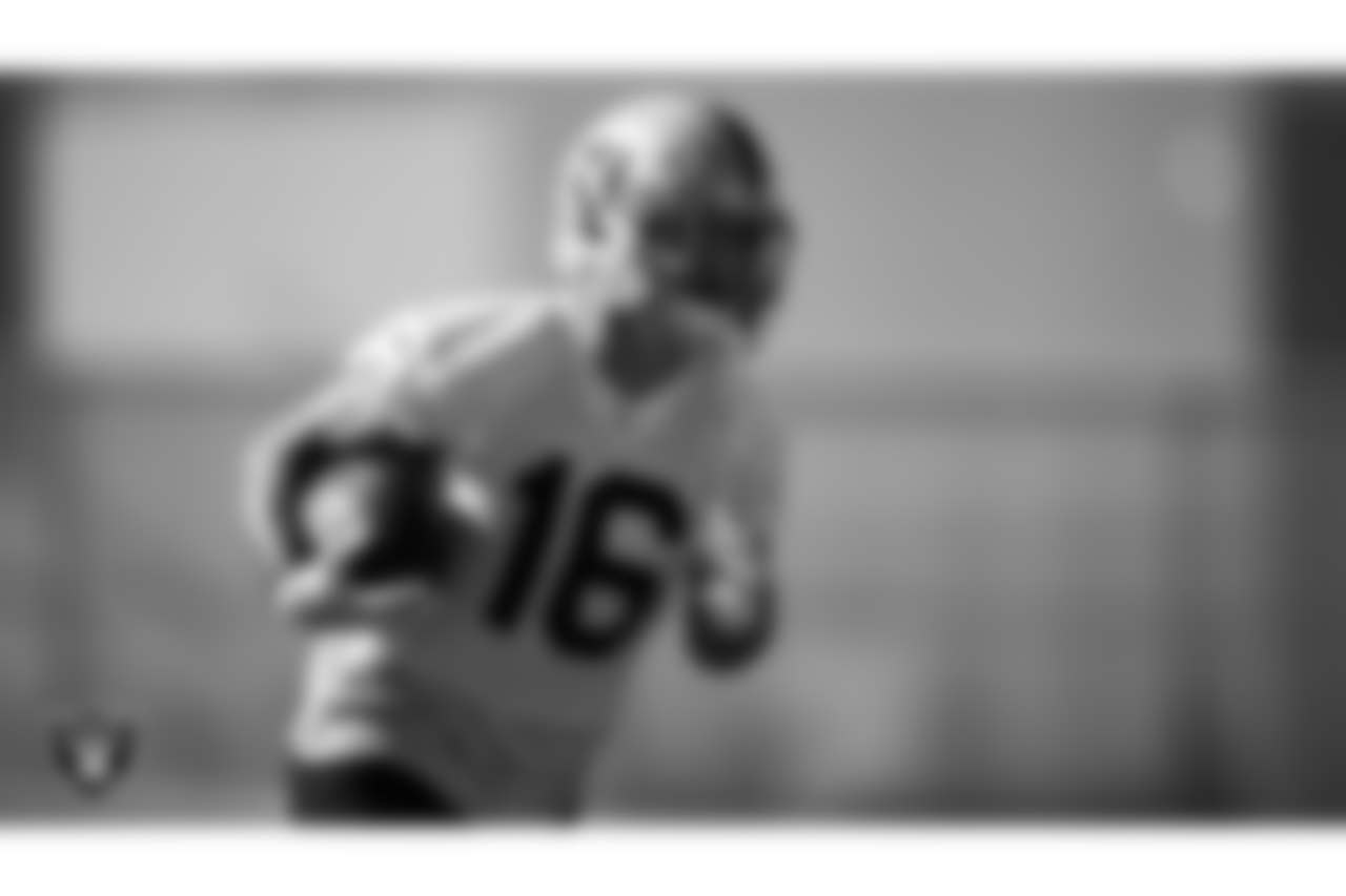 Las Vegas Raiders wide receiver Dillon Stoner (16) during practice at Intermountain Healthcare Performance Center.