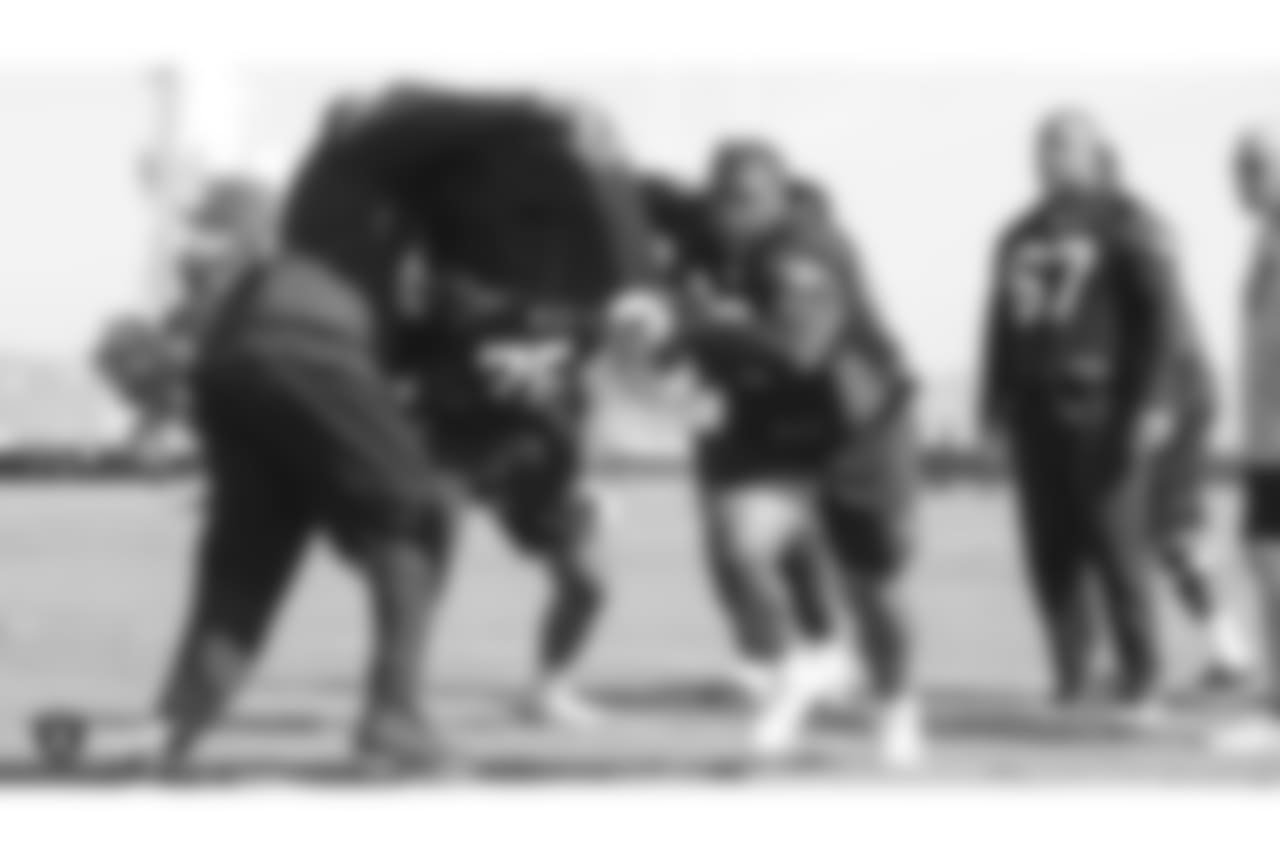 Oakland Raiders offensive guard Gabe Jackson (66) on the field for practice at the Oakland Raiders Practice Facility, Monday, October 9, 2018, in Alameda, California.