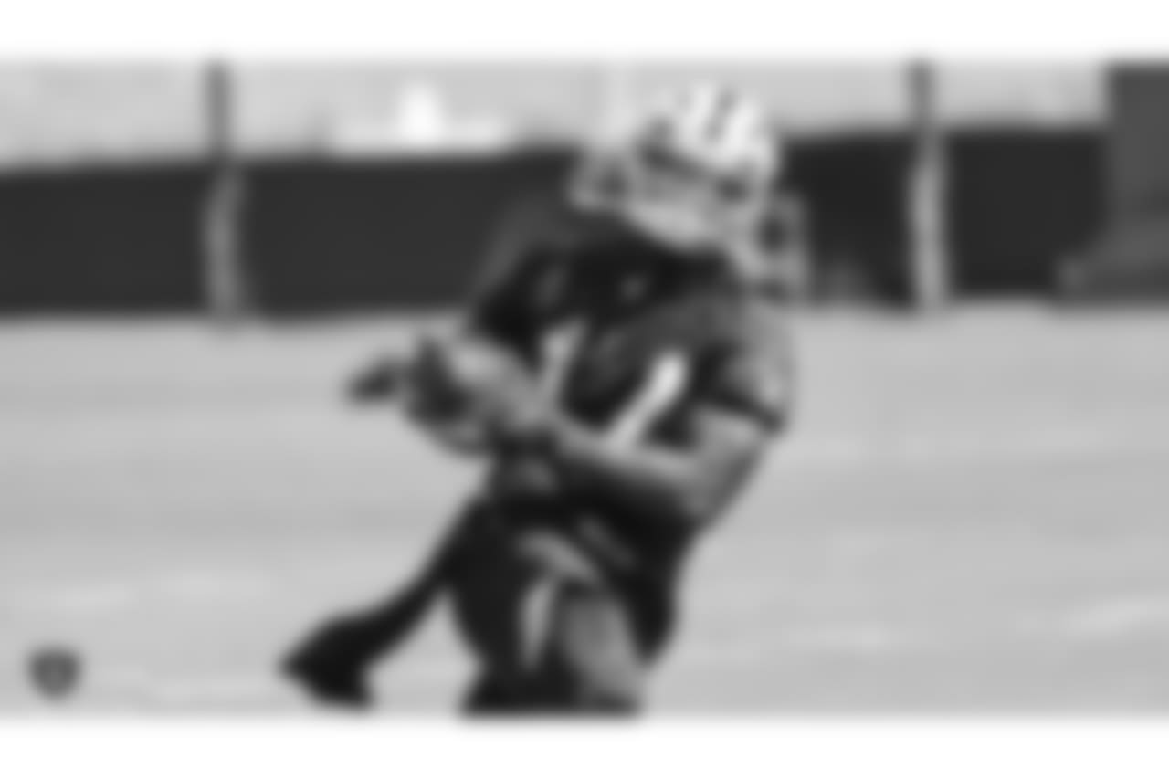 Oakland Raiders wide receiver and return specialist Dwayne Harris (17) on the field for practice at the Oakland Raiders Practice Facility, Thursday, September 6, 2018, in Alameda, California.