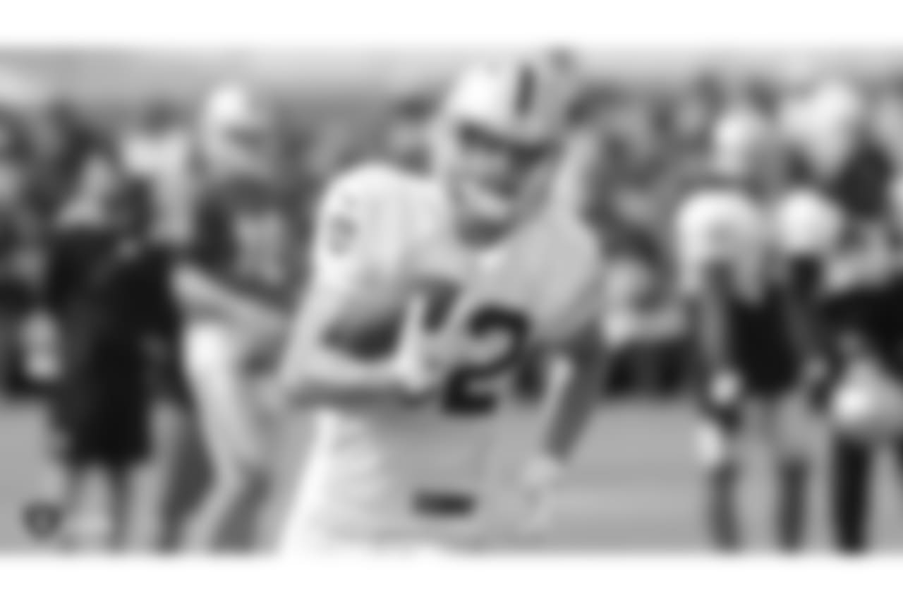Oakland Raiders wide receiver Jordy Nelson (82) on the field for practice at 2018 Training Camp at The Oakland Raiders Napa Valley Training Complex, Friday, August 3, 2018, in Napa, California.