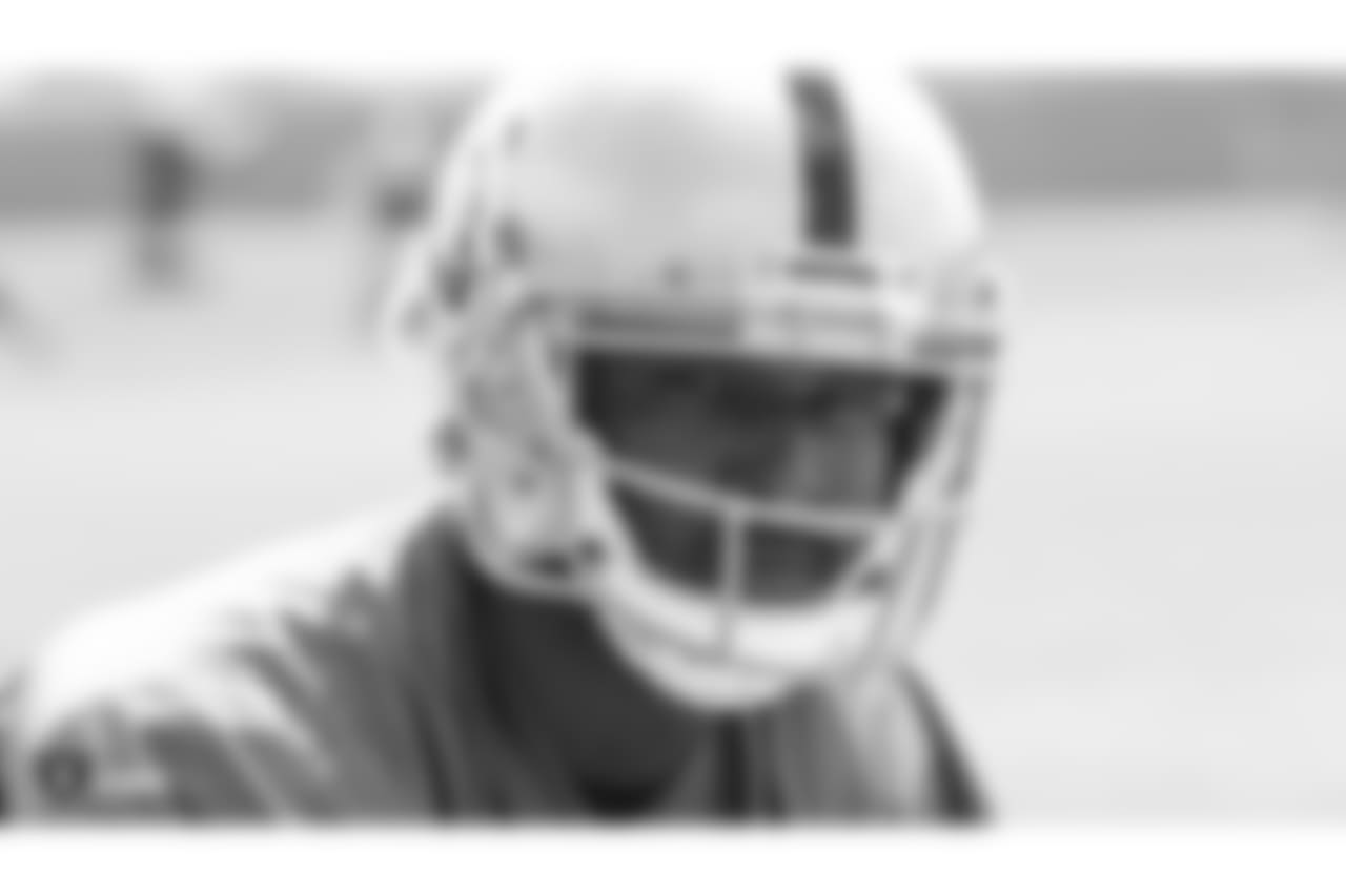 Oakland Raiders quarterback EJ Manuel (3) at an Organized Team Activity (OTA) at the Oakland Raiders Practice Facility, Wednesday, June 6, 2018, in Alameda, California.