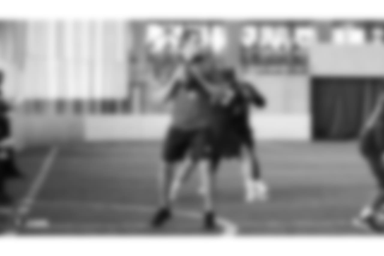 Oakland Raiders quarterback Derek Carr (4) on the field for a walk through at Bladium Sports & Fitness Club, Thursday, November 29, 2018, in Alameda, California.
