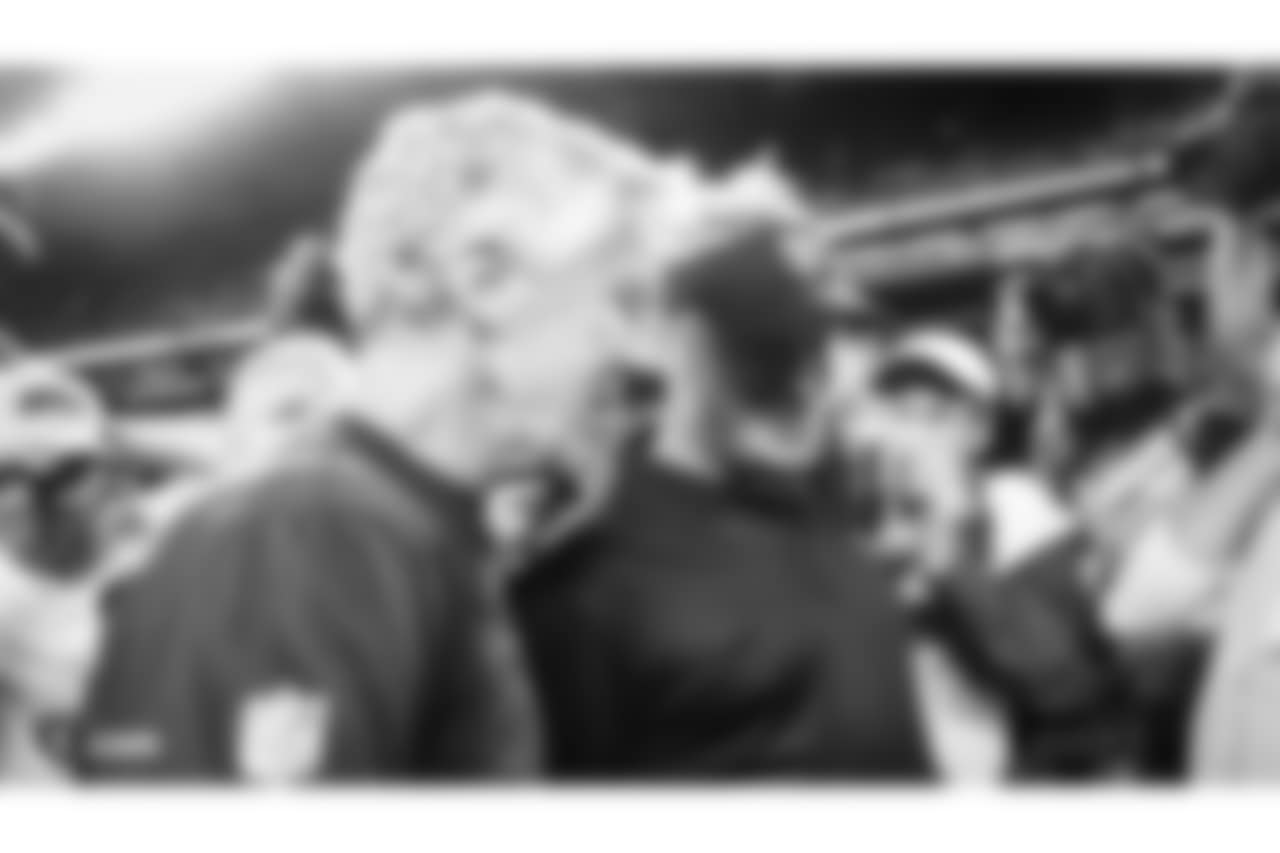 Oakland Raiders head coach Jon Gruden with Seattle Seahawks head coach Pete Carroll after The Oakland Raiders preseason game against the Seattle Seahawks at CenturyLink Field, Thursday, August 30, 2018, in Seattle, Washington. The Oakland Raiders won 30-19.
