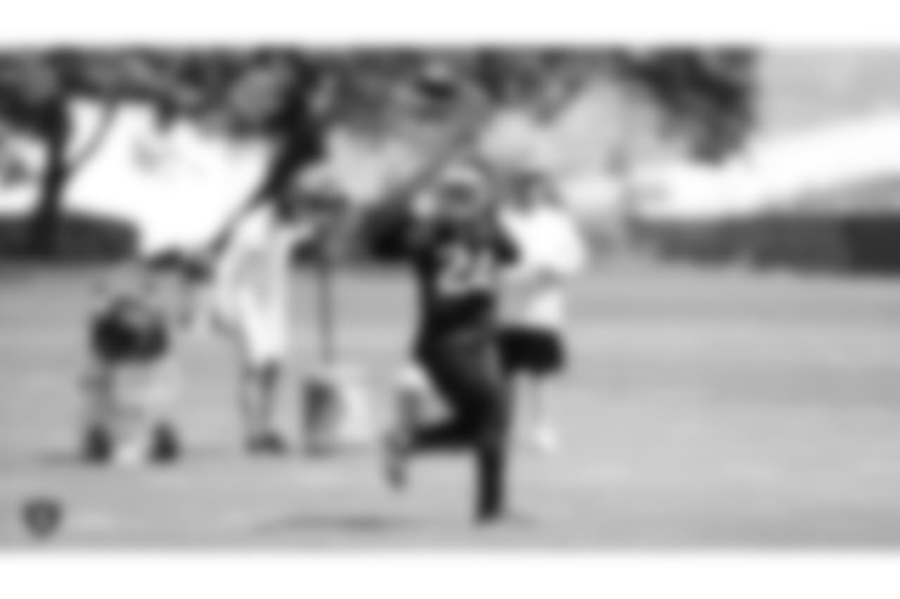 Oakland Raiders running back Marshawn Lynch (24) on the field for practice at the Oakland Raiders Practice Facility, Thursday, September 6, 2018, in Alameda, California.
