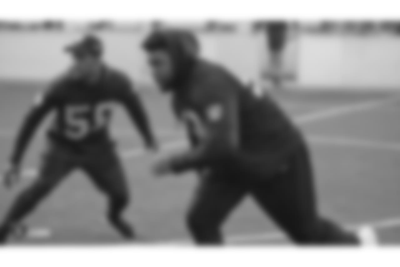 Oakland Raiders defensive end Jacquies Smith (93) on the field for a walk through at Bladium Sports & Fitness, Thursday, November 15, 2018, in Alameda, California.
