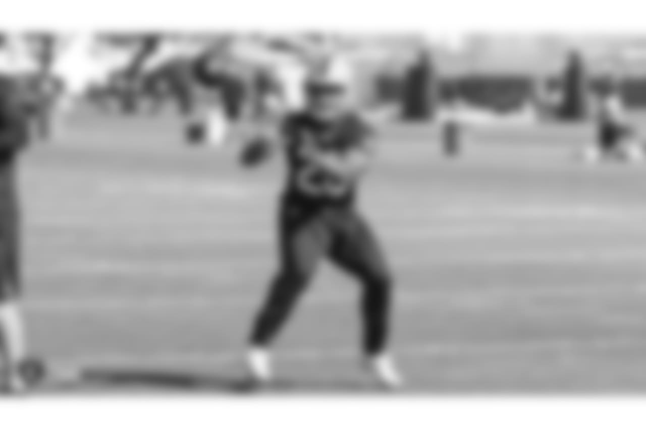 Oakland Raiders running back Doug Martin (28) on the field for practice at the Oakland Raiders Practice Facility, Thursday, October 25, 2018, in Alameda, California.