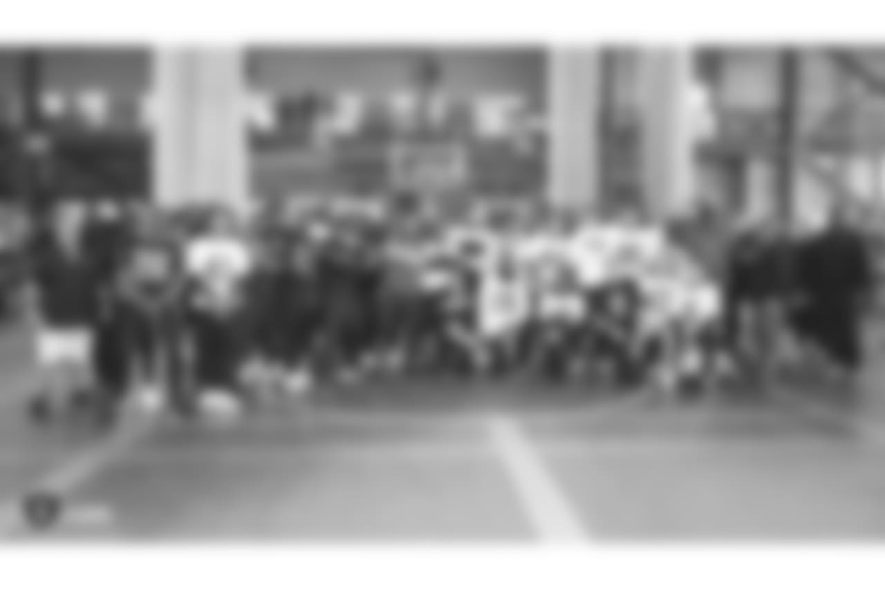 Oakland Raiders players and coaches on the field for a walk through at Bladium Sports & Fitness, Friday, November 16, 2018, in Alameda, California.