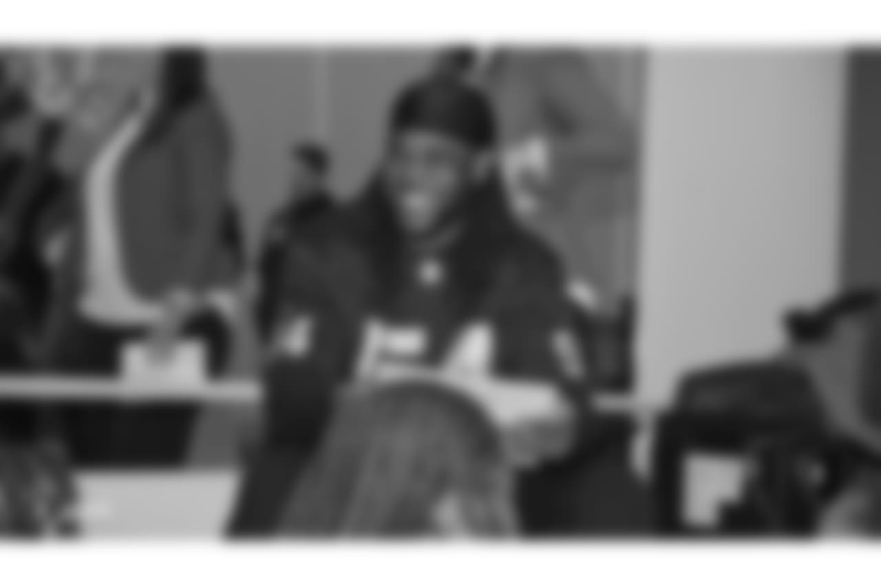 Oakland Raiders defensive tackle Clinton McDonald and his Light Into Darkness Foundation, along with linebacker Emmanuel Lamur, linebacker Kyle Wilber, punter Johnny Townsend, defensive tackle Frostee Rucker, and fullback Ryan Yurachek, partner with the nonprofit First Book by hosting a reading party to promote literacy at the West Oakland Youth Center, Tuesday, December 11, 2018, in Oakland, California.