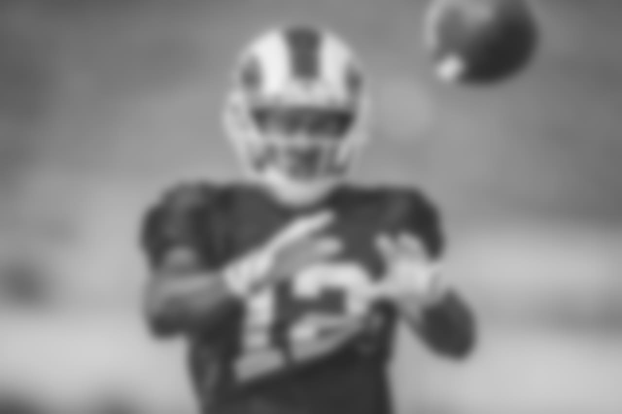 Wide receiver (12) Brandin Cooks of the Los Angeles Rams practices, Thursday, November 1, 2018, in Thousand Oaks, CA. (Jeff Lewis/Rams)