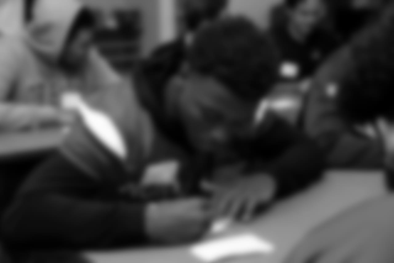 Players and staff of the Los Angeles Rams attend a leadership session held with aims of breaking socioeconomic barriers between two high schools with varying demographics with RISE (Ross Initiative in Sports for Equality) on September 17th, 2018 at Oaks Christian School in Westlake Village, Calif (Rams/Hiro Ueno)