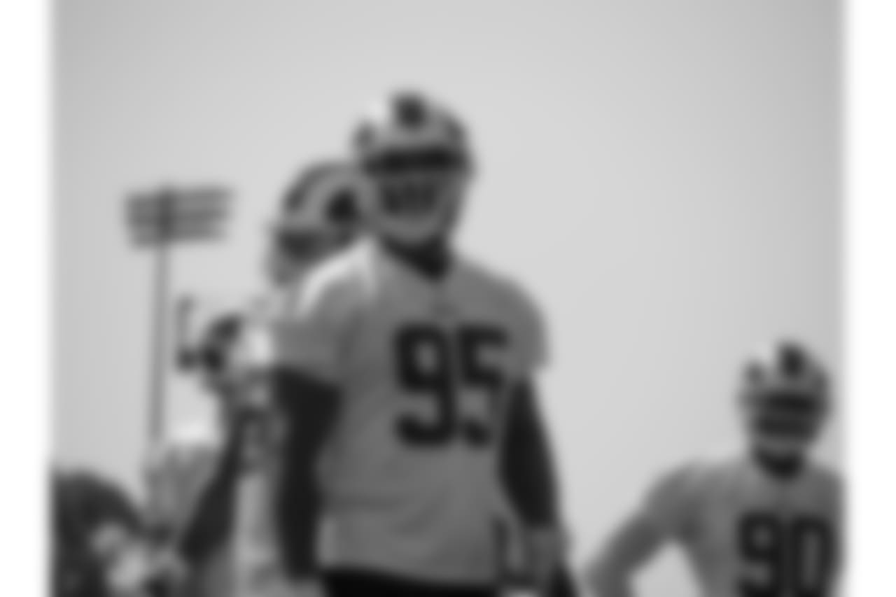 defensive end ETHAN WESTBROOKS (95) preparing for drill during practice at training camp 2018 at University Of California Irvine in Irvine, CA on 08/11/2018 (rams/KameryonGreyBrown)